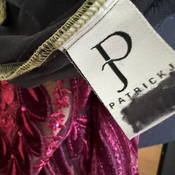 🫒Custom Patrick J Olive Green & Burgundy Dance Costume with Unique Fringe Skirt - Picture 9 of 9